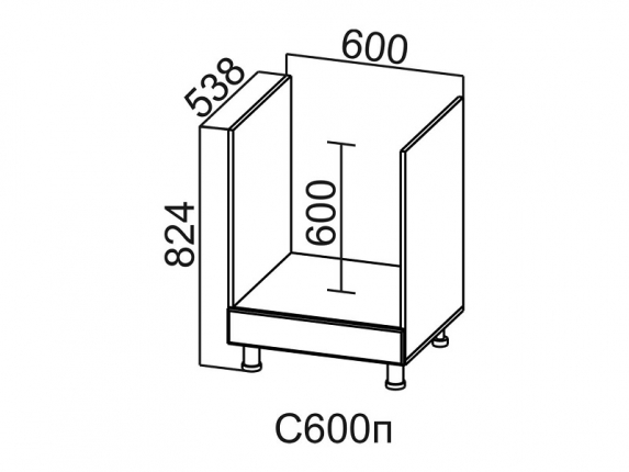 Стол-рабочий под плиту С600п Модус СВ 600х824х538